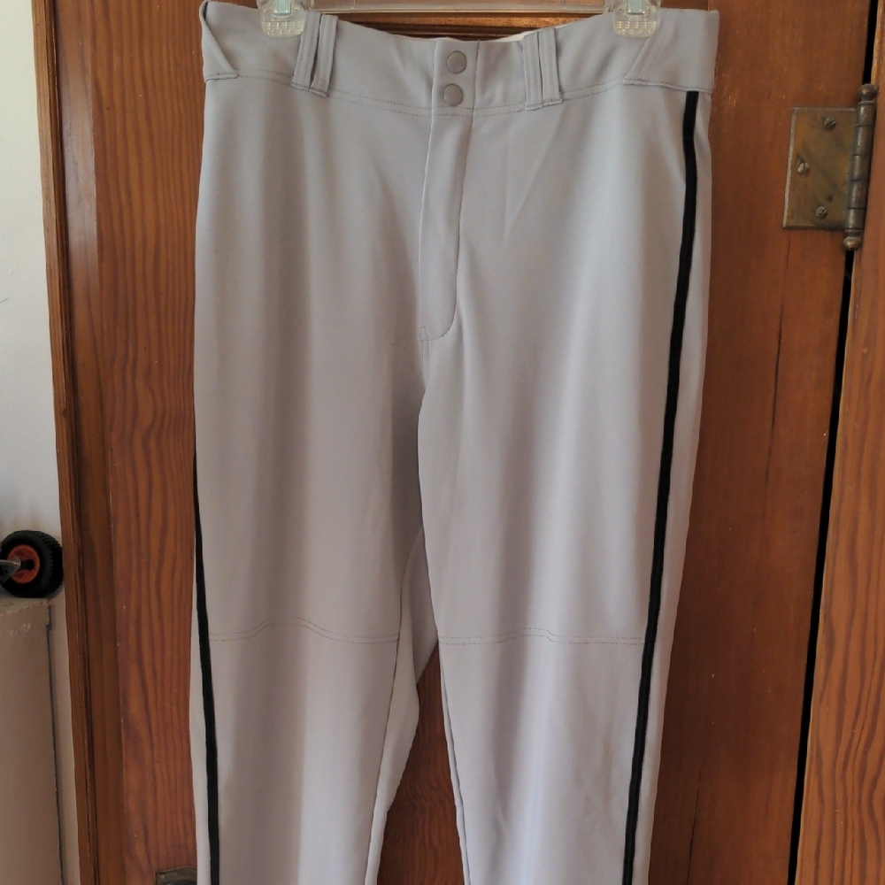 Men's Gray Baseball Pants with Black Stripe
